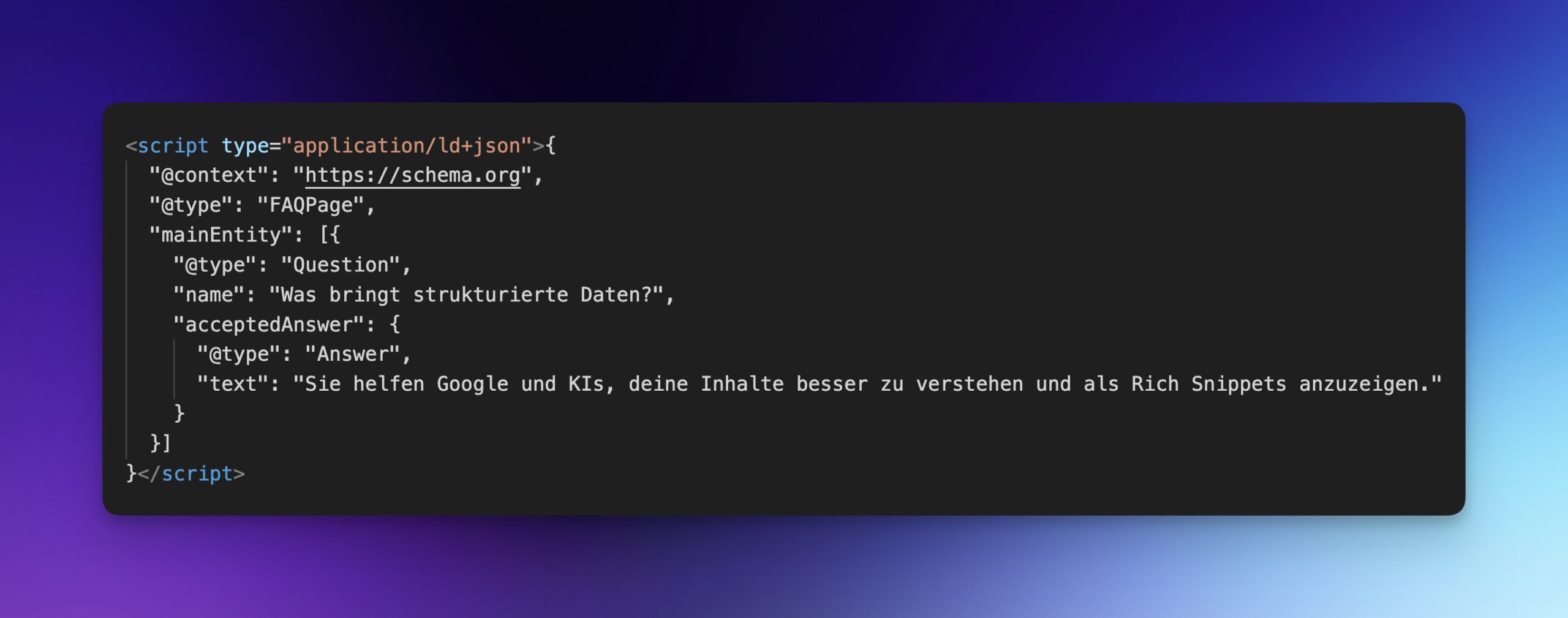 Ein FAQ-Markup als JSON-L