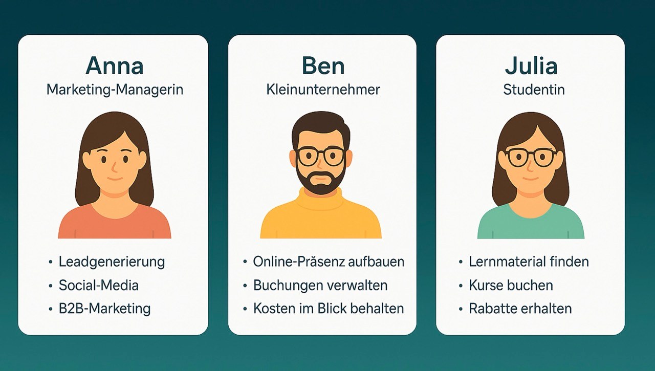 Vereinfachte Darstellung drei verschiedener Kundenpersona