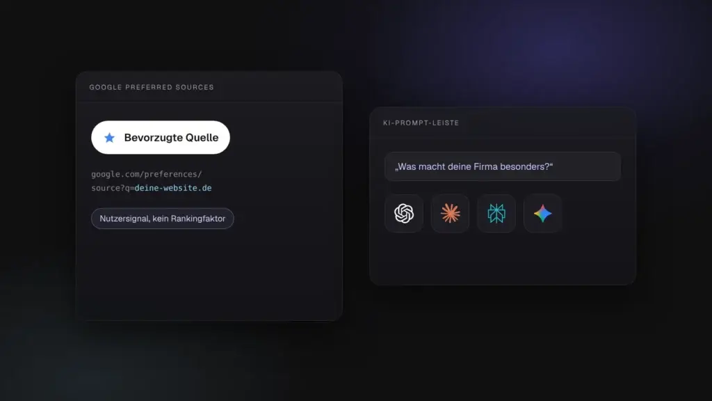 Grafik zu Google Preferred Sources und KI-Buttons