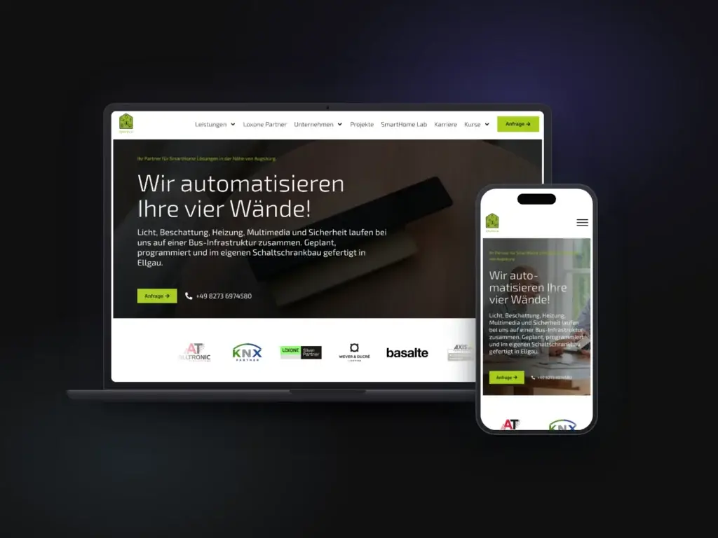 Website von Oefele Energietechnik: Startseite auf Laptop und Smartphone