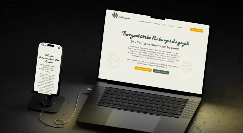 Website von Abenteuer auf vier Pfoten auf Laptop und Smartphone