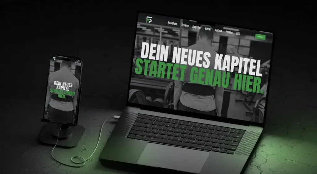 Website von Fit by Phil auf Laptop und Smartphone