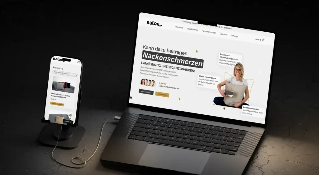 Website von Nalou auf Laptop und Smartphone