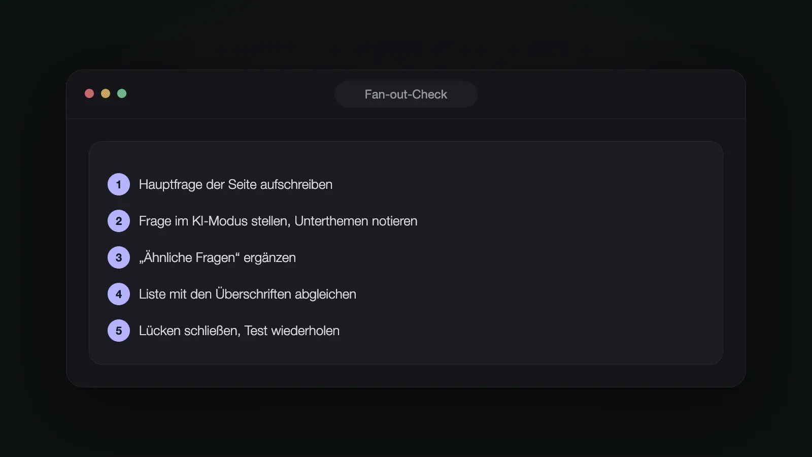 Fünf Schritte, um eine Seite auf fehlende Teilfragen zu prüfen